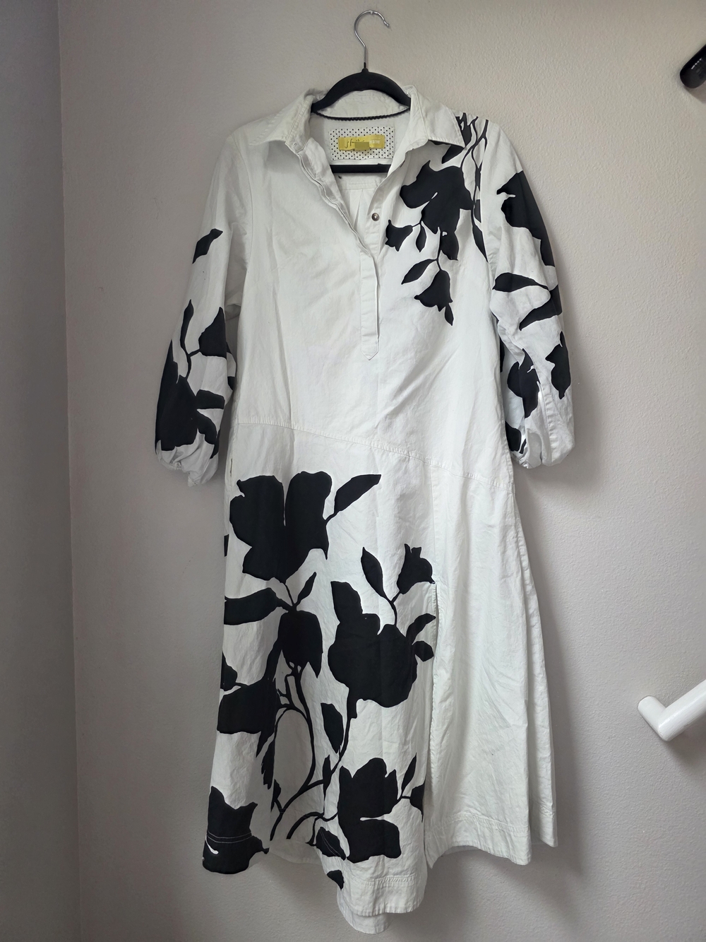 Jo Faulkner Maeve White Dress with Black Floral Print
